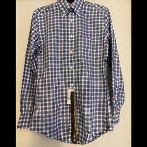 Brooks Brothers Blue and White Plaid Casual Button Down Shirt
